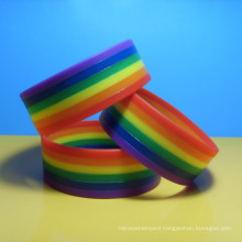 Fashion 6 Colors Layered Rainbow Rubber Wrist Bands Eco-friendly Layers Rainbow Silicone Bangles Bracelets